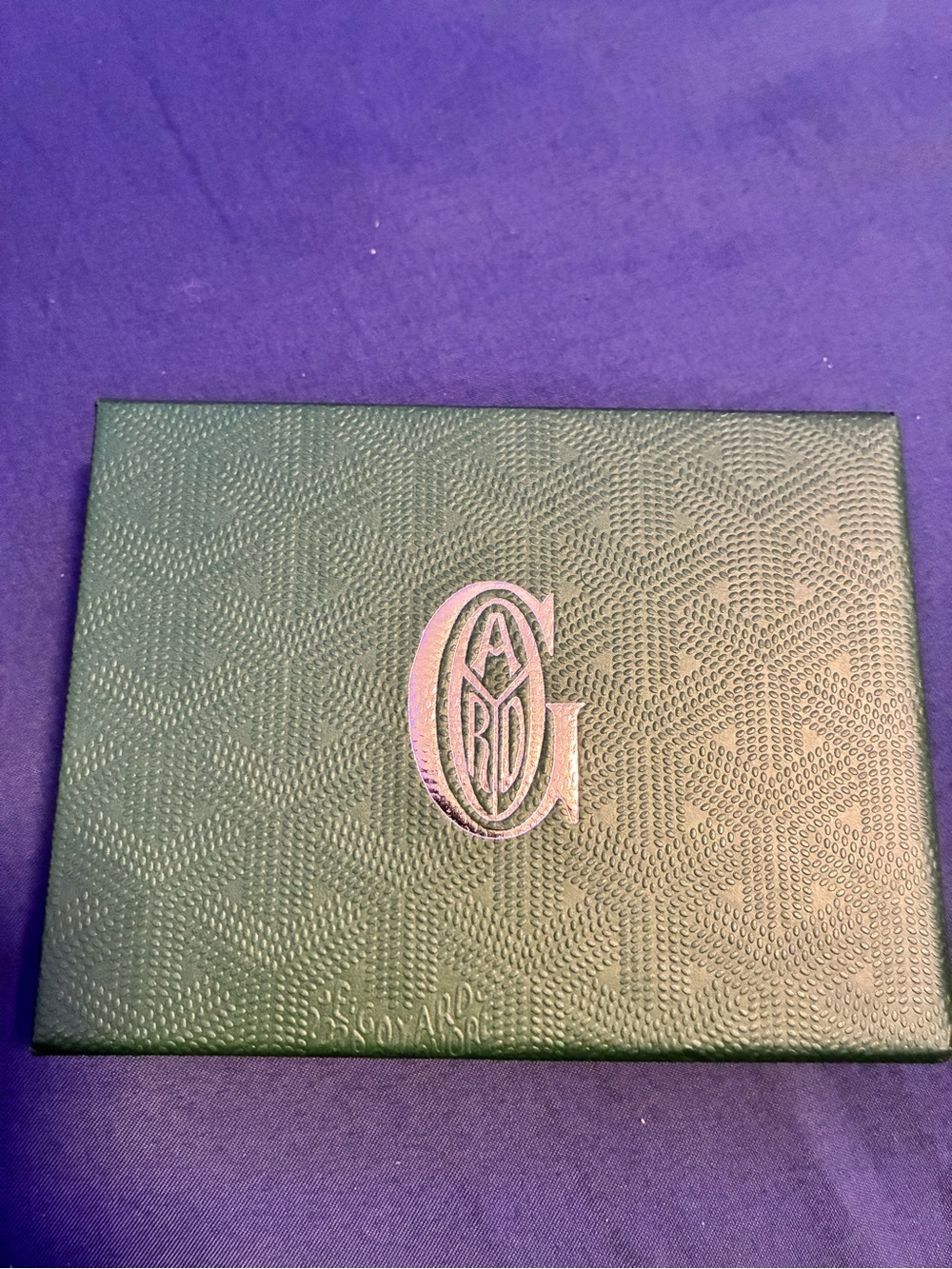 Goyard Green Textured Card Holder Box with Monogram G Emblem